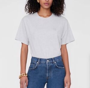 Anine Bing Lili Framed Momograrm T-shirt Heather Grey